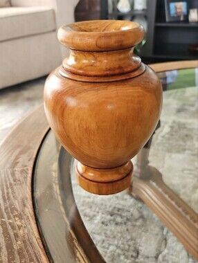 Hand-Turned Wood Urn Vase in Warm Color  Finish - Vintage